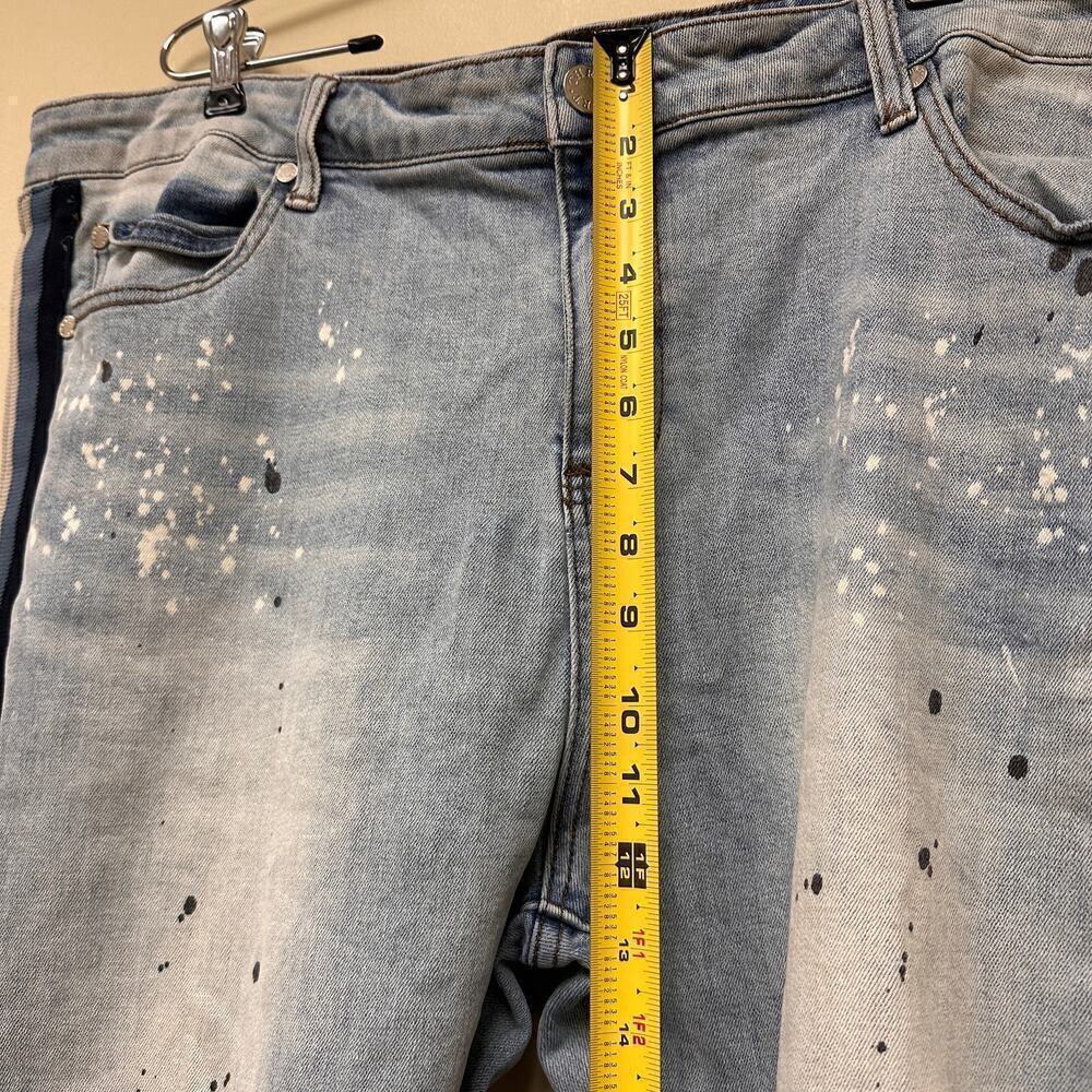 THRT Size 44 Men's Blue Light Wash Denim Jeans Distressed Splatter Streetwear - Picture 11 of 13